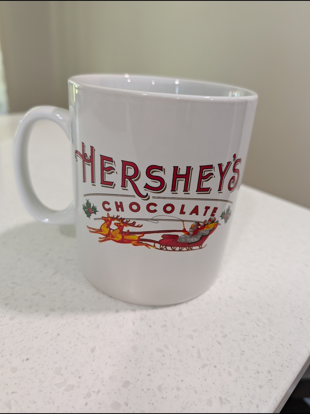White Ceramic Oversized Mug with Red Holiday Design